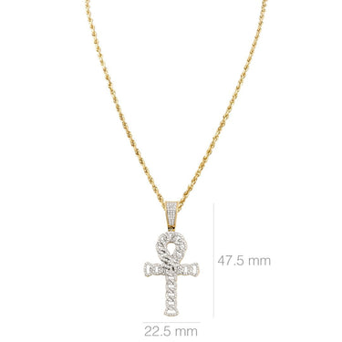 Diamond Ankh Pendant in 10k Two Tone Gold 0.70 Ctw